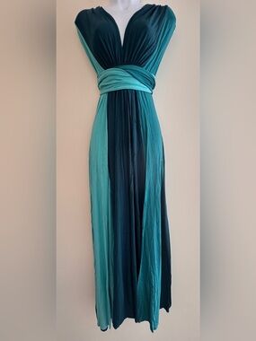 Rare Teal Blue Green Butter by Nadia Convertible Maxi Dress Stretch OSFM